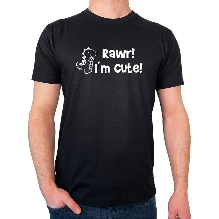 HUURAA Herren T-Shirt T-Rex I`m Cute Bio Baumwolle Fairtrade Oberteil Grösse S-3XL mit Motiv für all