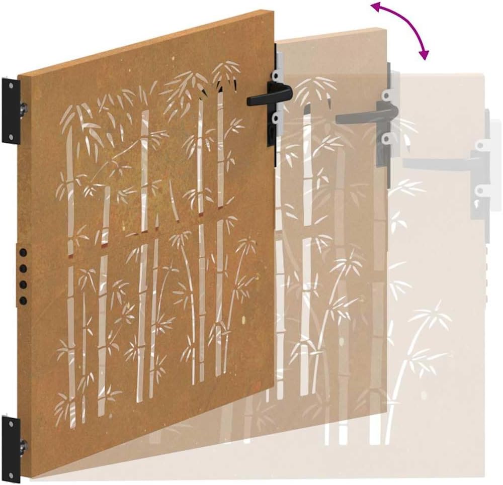 vidaXL Gartentor, Gartentür mit Bambus-Design, Abschliessbar Hoftor Eingangstor für Garten Terrasse,