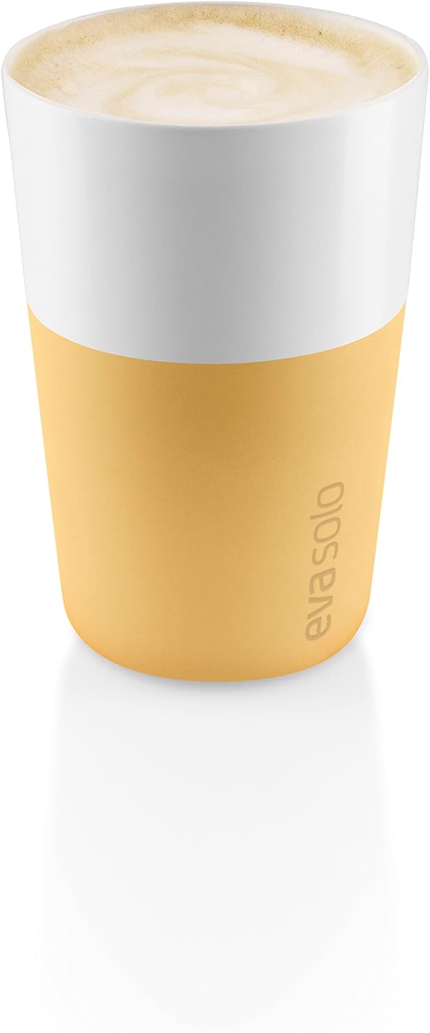 EVA SOLO | 2 Cafe Latte-Becher Golden sand | Gut zu halten durch Silikonbeschichtung | Golden sand L