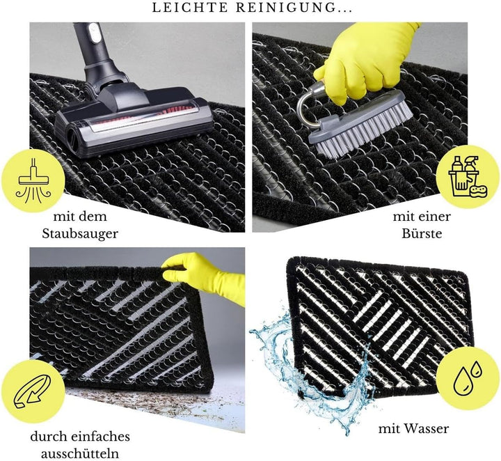 Hanse Home Grid Brushes Fussmatte Kokos und Gummi 40x60cm – rutschfeste Schmutzfangmatte für Innen u