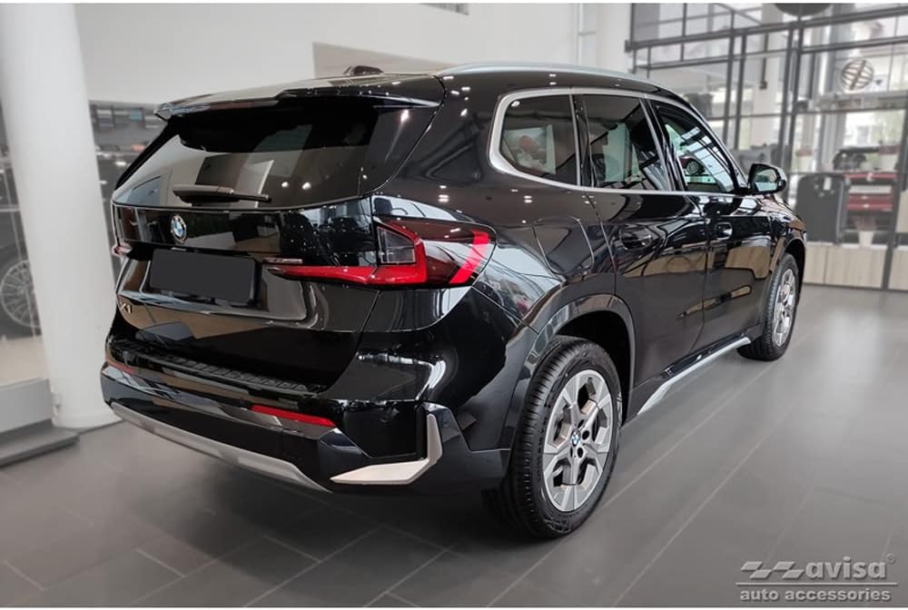 Avisa Schwarz Edelstahl Heckstossstangenschutz kompatibel mit BMW X1 U11 / U11 xLine 2022- 'Ribs'