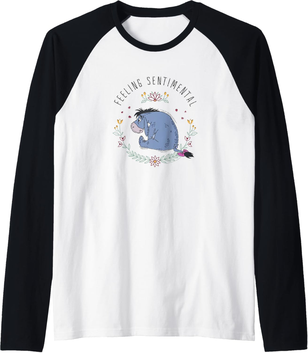 Disney Winnie The Pooh Eeyore Flower Wreath Sentimental Raglan