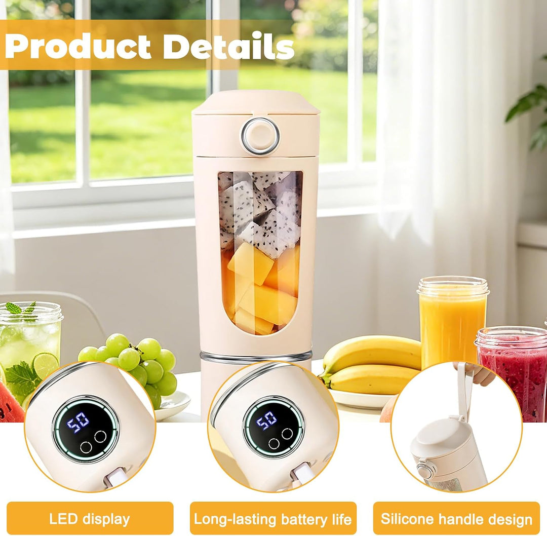 Tragbarer Mixer, 700ml Kleiner Entsafter,Mixer Smoothie Maker to Go mit Digitalanzeige,USB Wiederauf