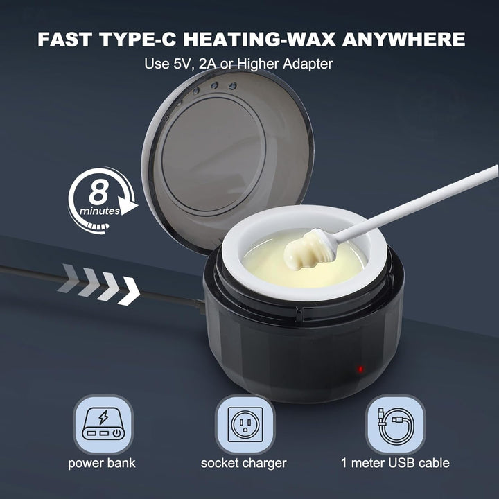Nose Waxing Kit for Men and Women, Nose Ear Hair Wax Kit with 100g Wax, 40 Sticks, USB Fast Heat, Sm
