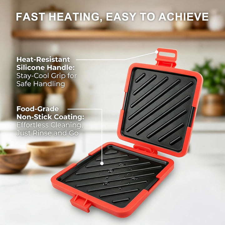 DASIAUTOEM Sandwichmaker, Quadratische Platten, RockStone Steinbeschichtung Antihaft, Für Sandwiches