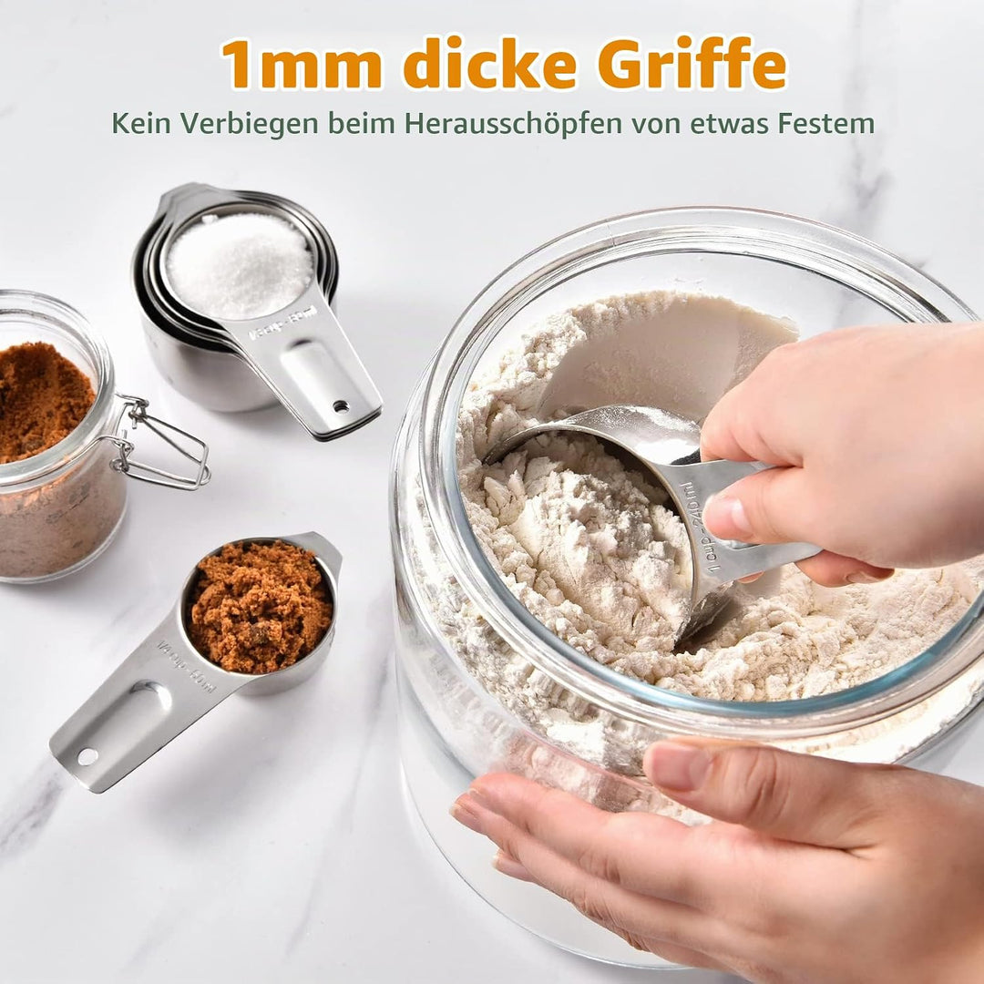 U-Taste 18/8 Edelstahl Messbecher 7 Stück, Cup Messbecher mit Breiter Griff zum Backen Kochen Küche