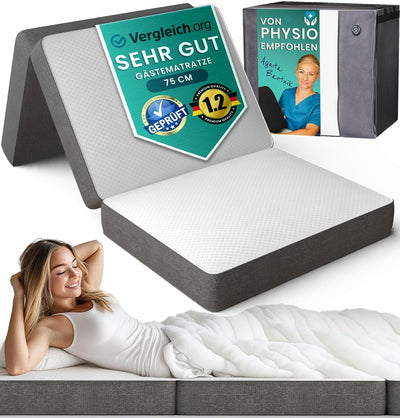 Premium Gästematratze - Moderne Gäste Klappmatratze inkl. Tragetasche mit Memory Schaumstoff, weiche