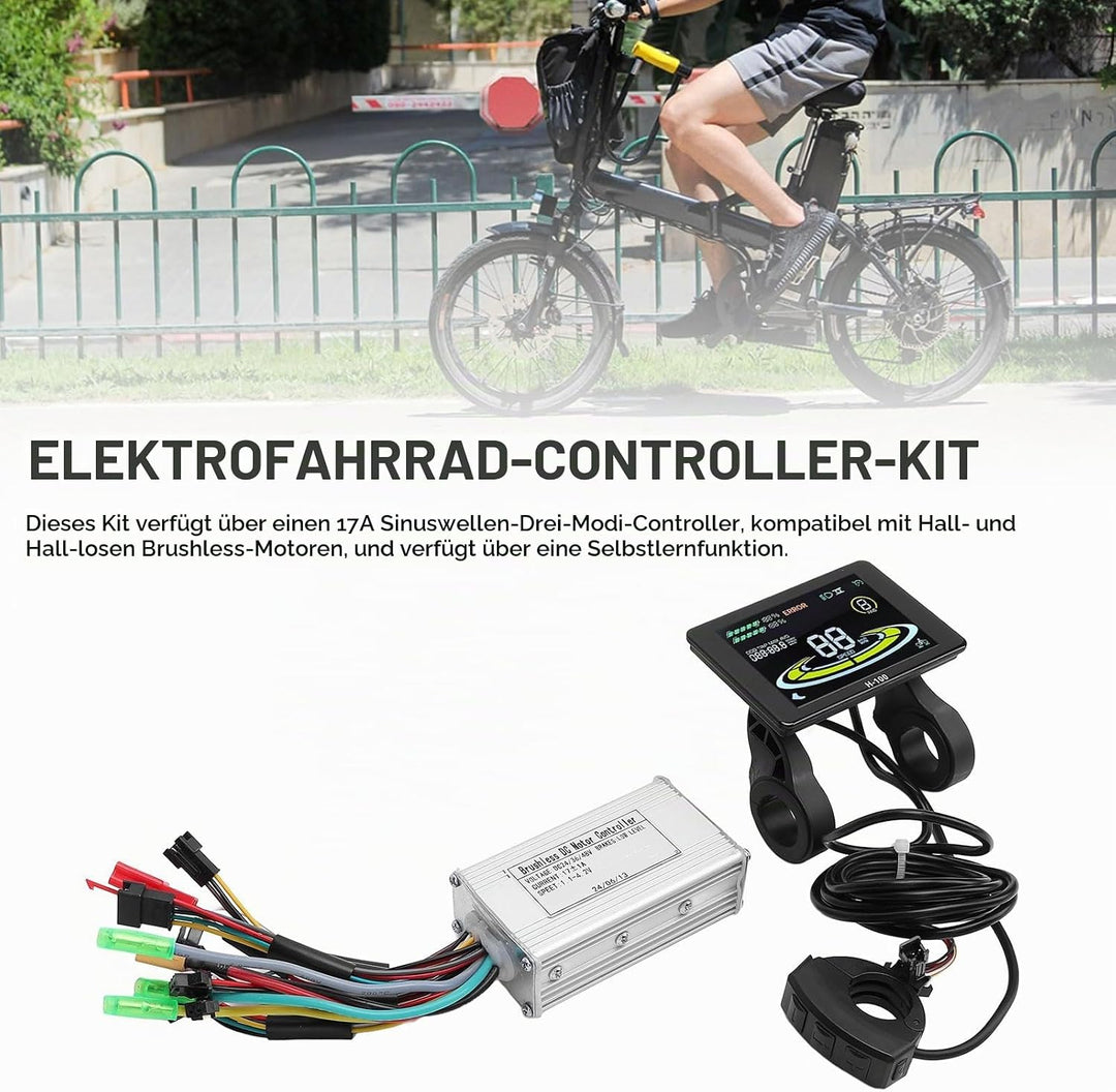 BuyWeek Brushless Motor Controller Kit, 36V 48V 250W 350W 17A 3 Modus Sinuswelle Controller mit H-10