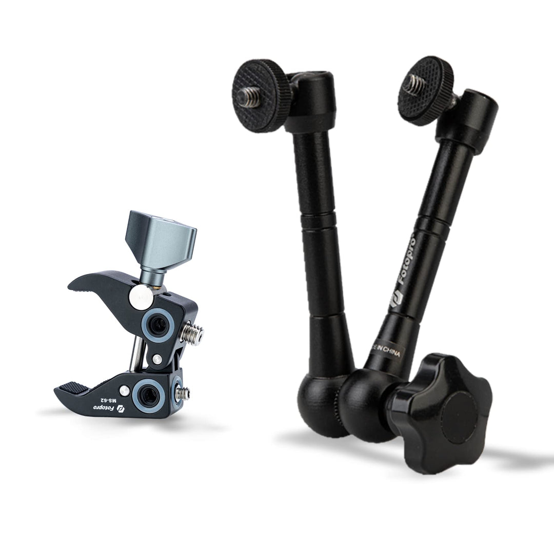 Fotopro 11 Zoll Magic Arm Kit und Super Clamp mit 1/4 3/8 Verlängerungsbohrungen für DSLR Kamera LED