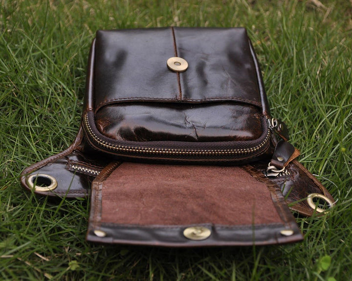 Le'aokuu Herren Echtes Leder Tasche Beinbeutel Beintasche Aussenbeintasche Beinbeuteltasche Reisen H