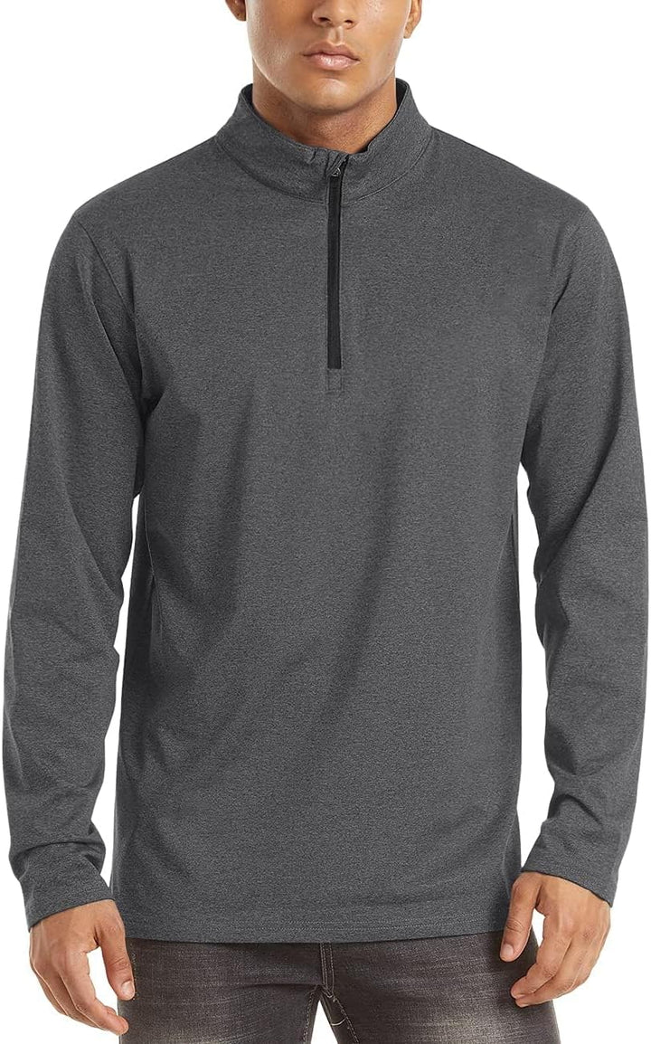 TACVASEN Pullover Herren Langarmshirt Half Zip Fleece Winterpullover Warm Atmungsaktiv Sport Sweatsh