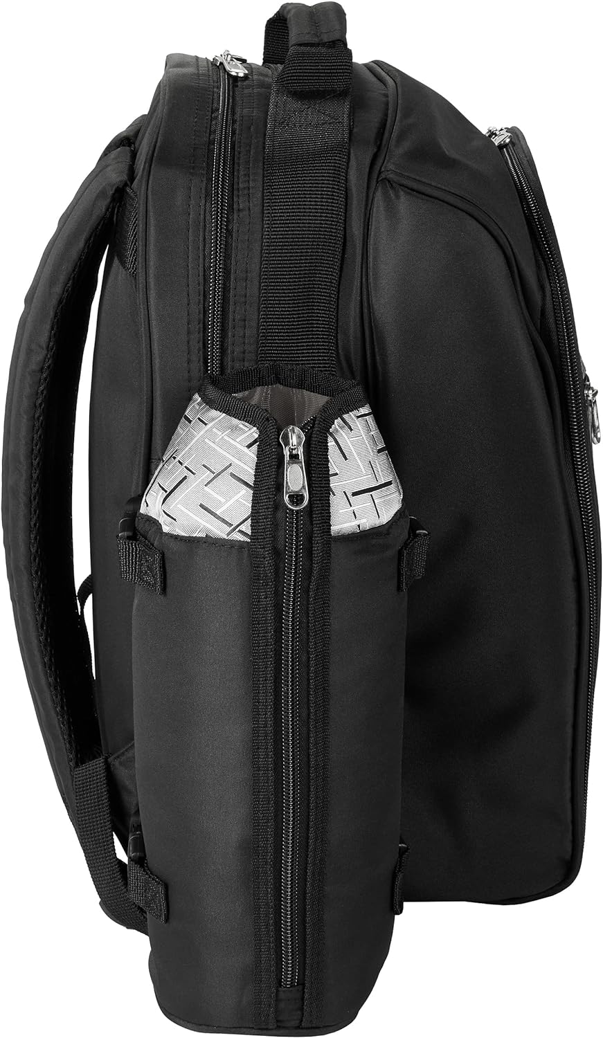 BRUBAKER Picknickrucksack für 4 Personen Schwarz Silber 27 × 38,5 × 21 cm - inkl. Kühlfach + Iso-Fla