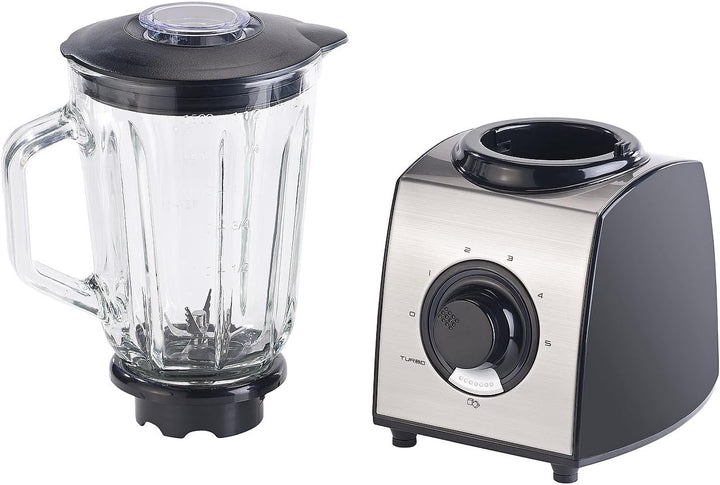 Rosenstein &amp; Söhne Küchenmixer: Glas-Standmixer, 6 Klingen, 7 Modi, Ice Crush, 600W, 1,5l, Profi-Cle