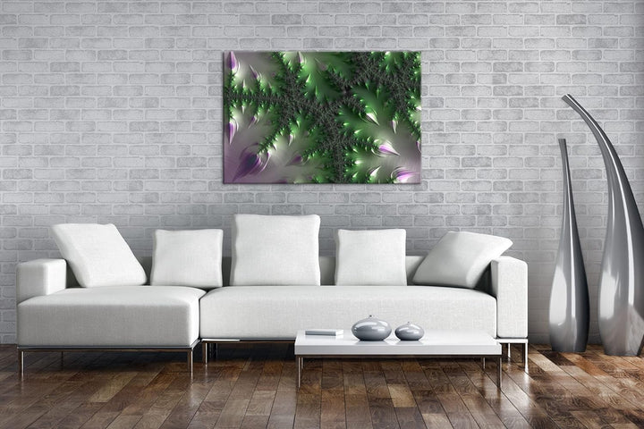 deyoli inspirierendes Fraktal Muster Format: 80x60 als Leinwand, Motiv fertig gerahmt auf Echtholzra