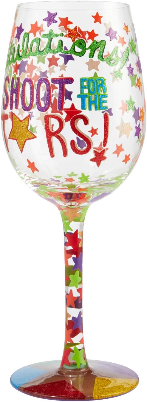 Enesco 6006293 Designs by Lolita Shoot for the Stars Weinglas, handbemalt, mehrfarbig
