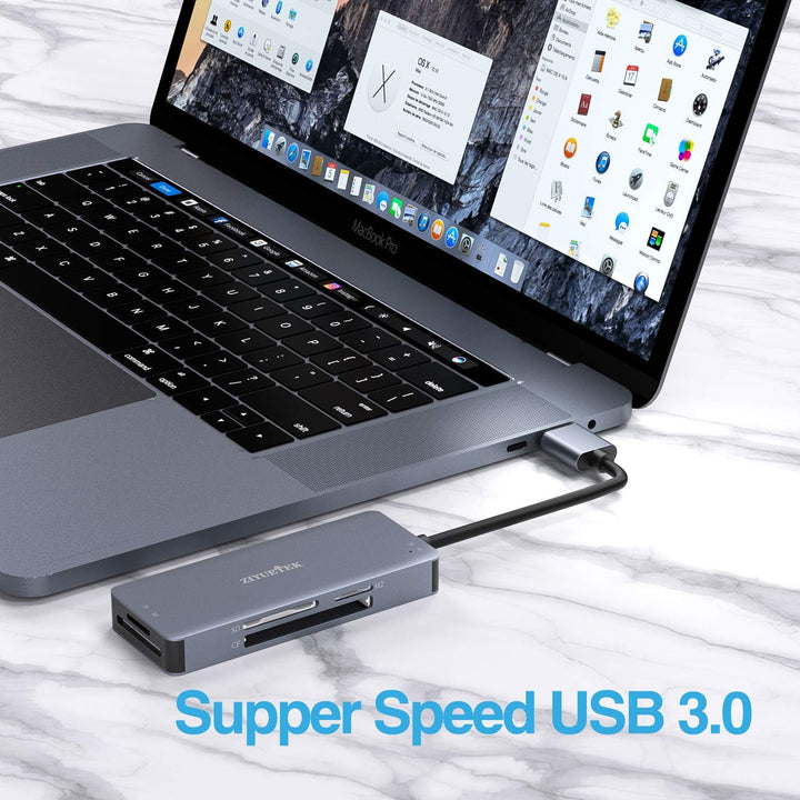 USB CF Card Reader, ZIYUETEK 5 in 1 USB 3.0 Memory Card Reader Adapter 5Gbps Read 5 Cards Simultaneo