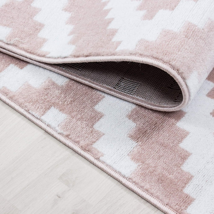 Carpetsale24 Teppich Wohnzimmer Rauten Design Pink Meliert 140 x 200 cm - Kurzflor Teppich Schlafzim