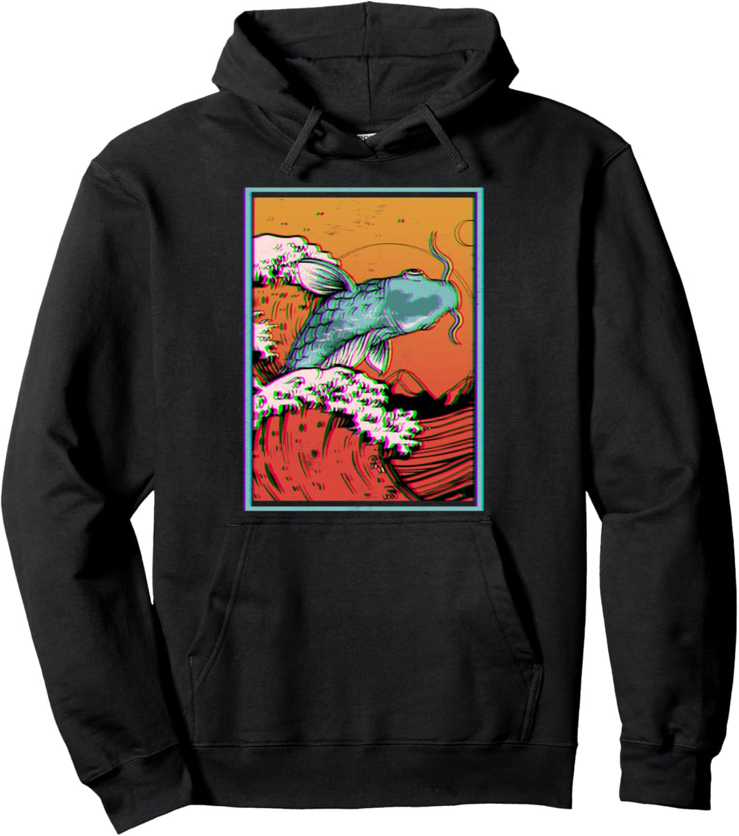Koi Fisch Karpfen Angler Japanese Great Wave Off Kanagawa Pullover Hoodie