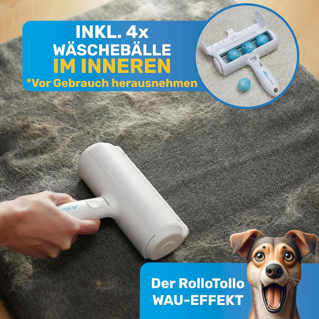 BluePet RolloTollo Selbstreinigende Fusselrolle - Tierhaarentferner für Haustierhaar, Entfernung Tie