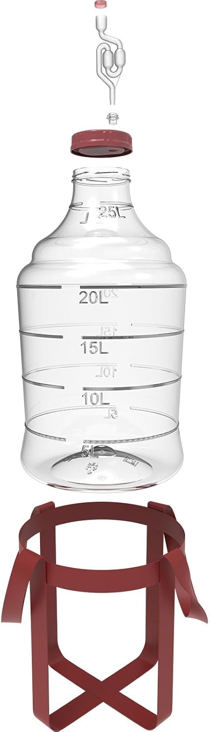 lilawelt24 25 L Gärballon Weinballon Gärbehälter Flasche Weithalsballon Gummistopfen