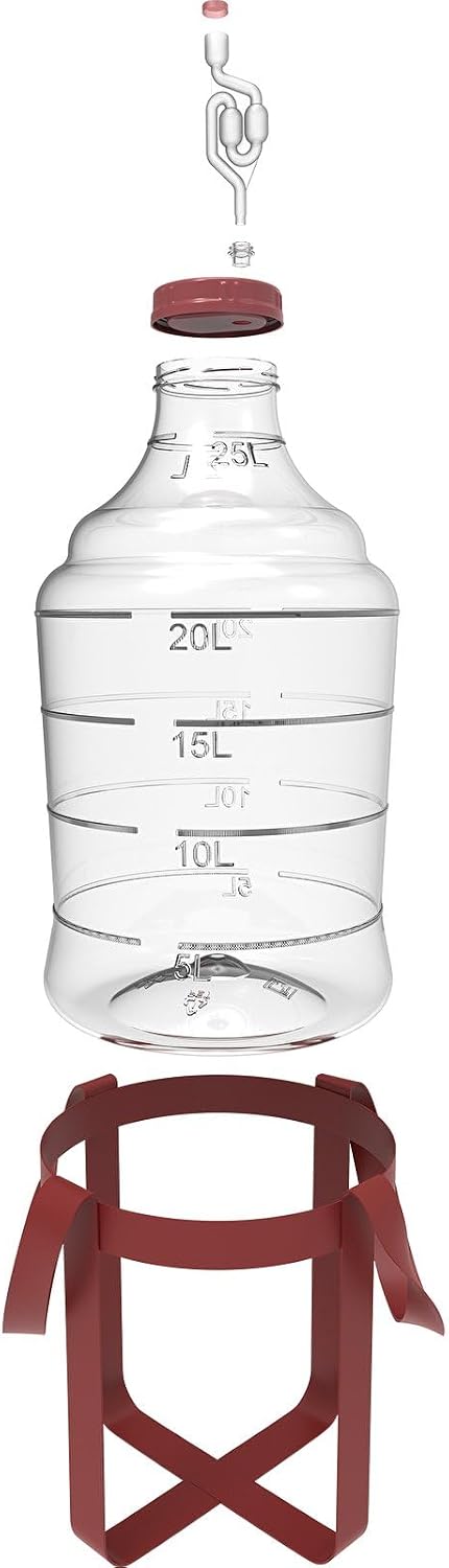 lilawelt24 25 L Gärballon Weinballon Gärbehälter Flasche Weithalsballon Gummistopfen