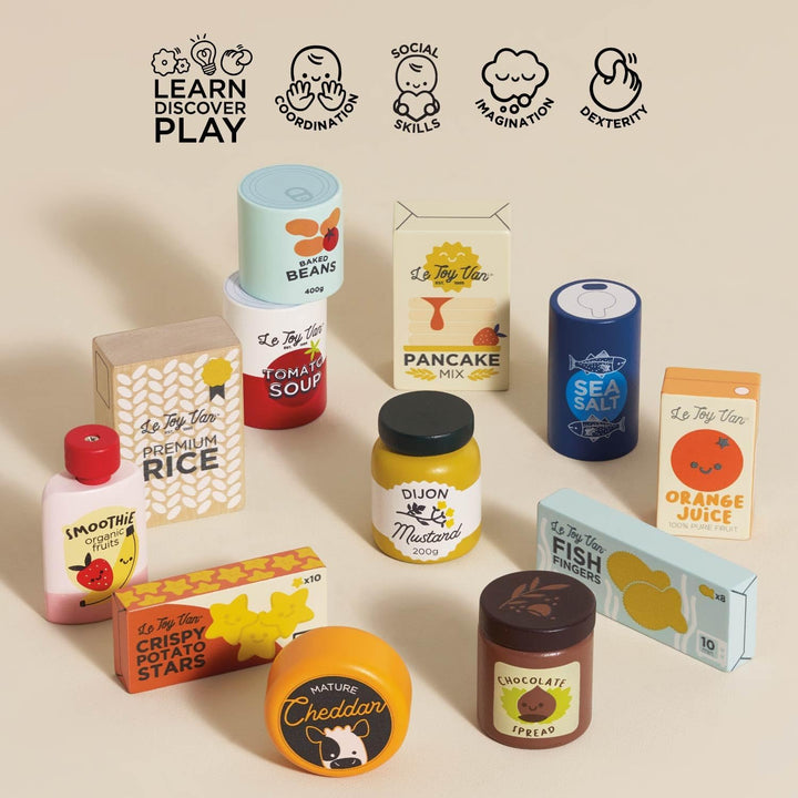 Le Toy Van Supermarkt Grocery Weekly Shop Set | Holz Rollenspiel Lebensmittel Spielzeug Set - Geeign