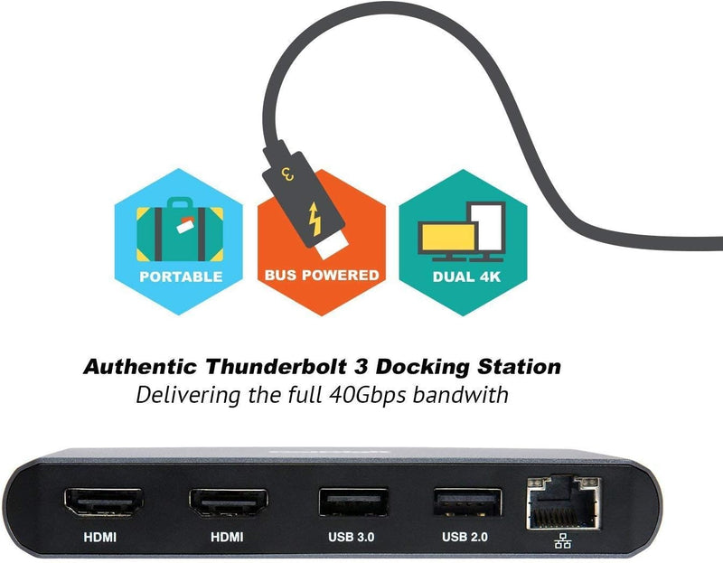 CalDigit Thunderbolt 3 Mini Dock (HDMI 2.0)- Portable, busgesteuert, 40Gbs, Dual 4K @ 60Hz, USB 3.0