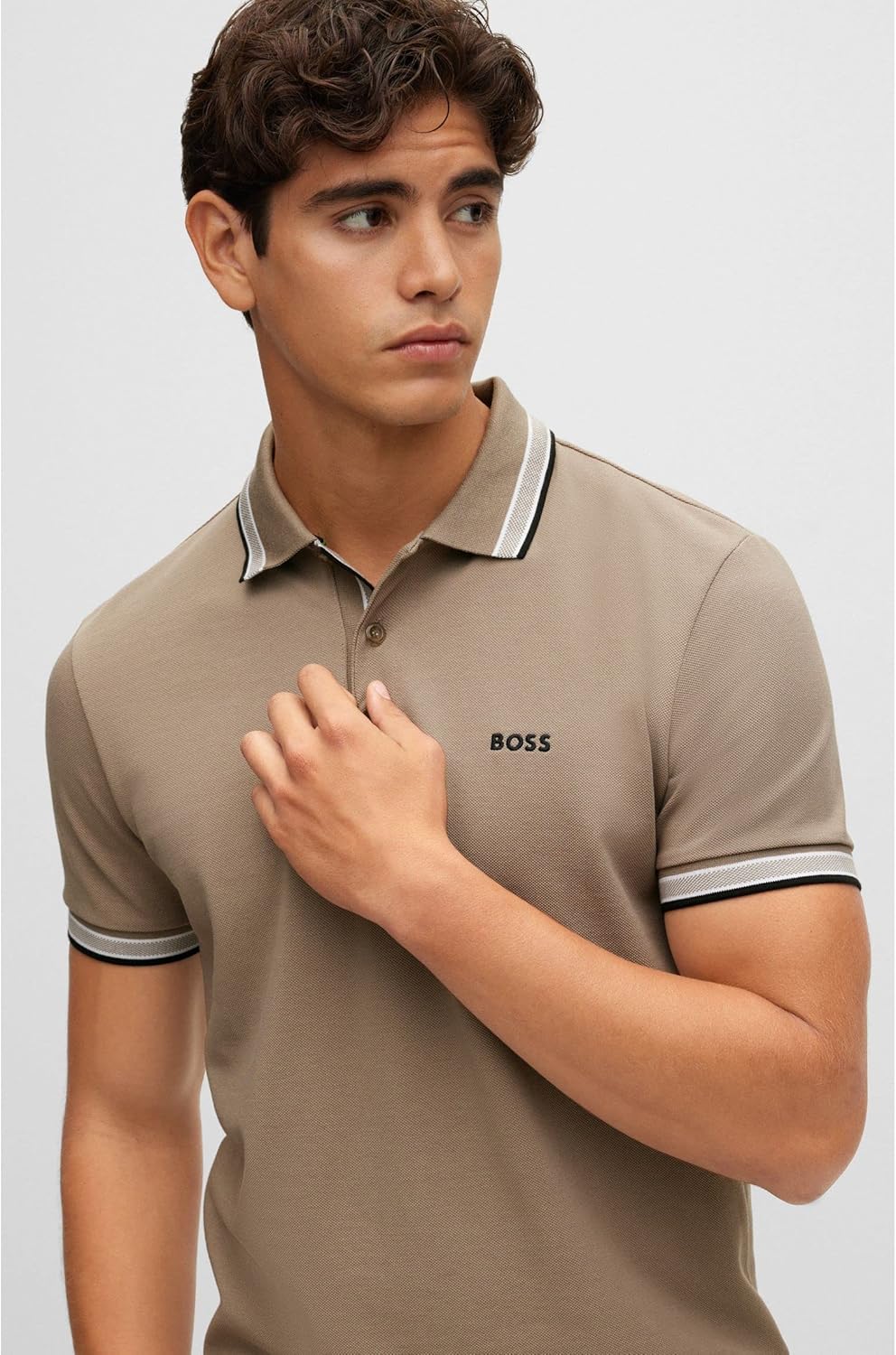 BOSS Herren Paddy Poloshirt aus Bio-Baumwolle mit Logo M Hellgrün, M Hellgr&#xFC;n