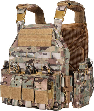 YAKEDA Taktische Militärweste Schnellverschluss Airsoft Weste Verstellbar für Erwachsene CP, CP