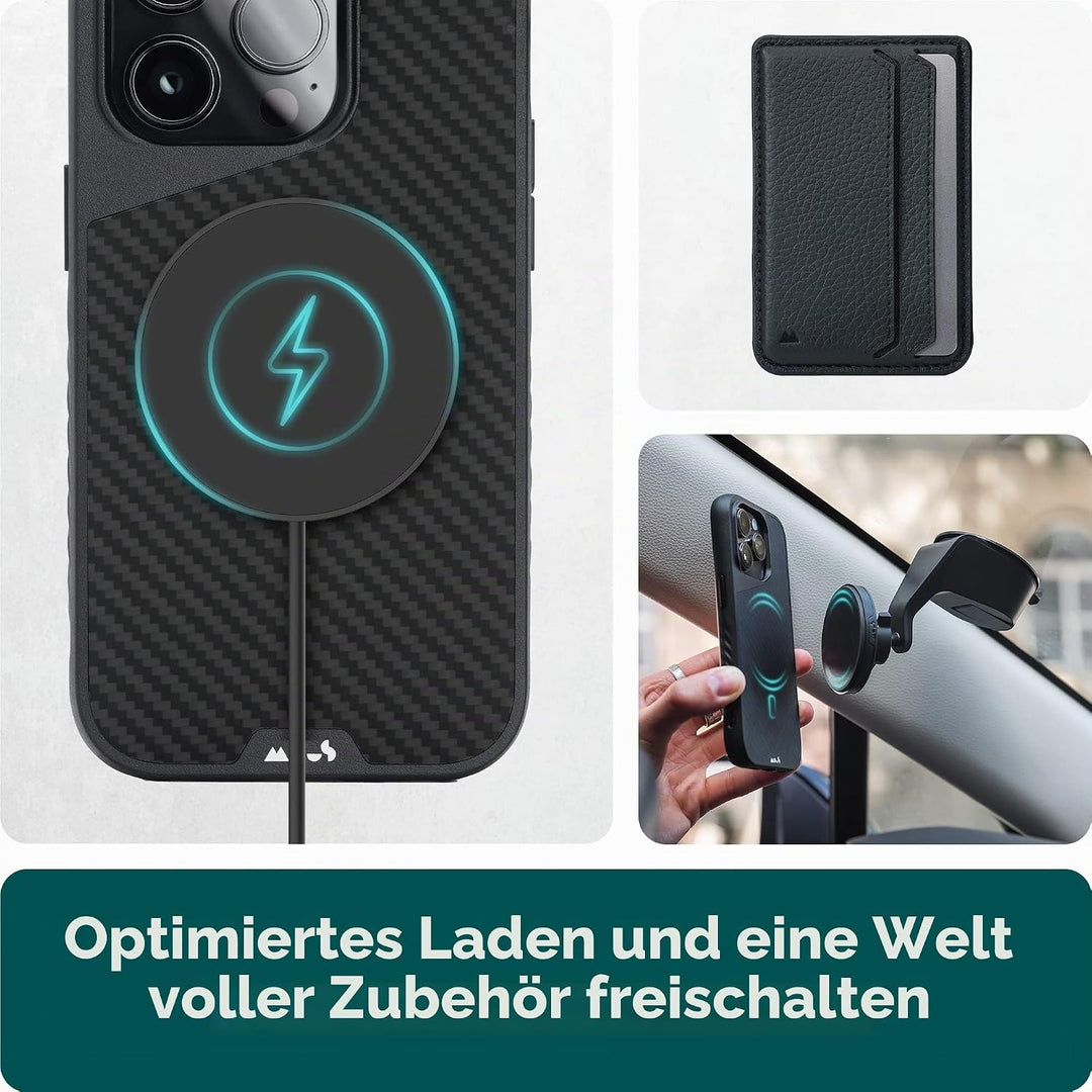 Mous - Hülle für iPhone 14 Pro Max - Carbonfaser - Limitless 5.0 - Handyhülle iPhone 14 Pro Max MagS