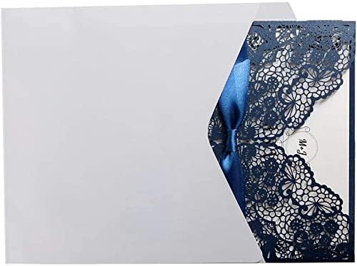 Personalisierte Einladungskarten Elegant Spitze Design-mit Umschläge und Hanf Seil-Vintage DIY Laser
