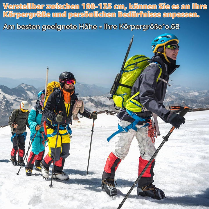 2Pcs Wanderstöcke, Nordic Walking Stöcke, Verstellbar 108-135cm, Faltbar Leichte Trekkingstöcke Dame