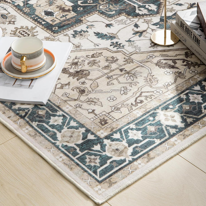 Carvapet Läufer Teppich 90x150cm rutschfest Lang Küchenteppich Waschbar Dünner Teppiche Gegend Vinta