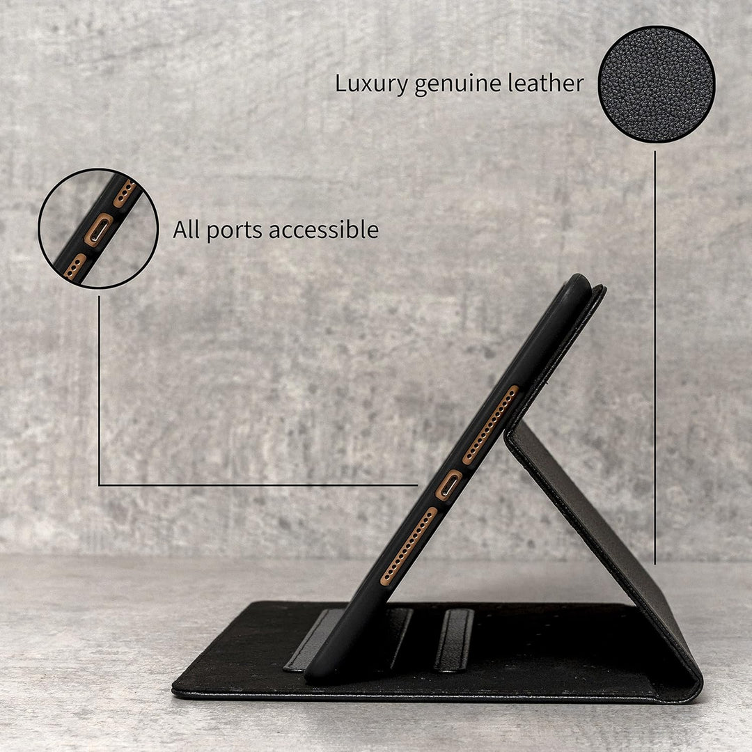 Porter Riley - Lederhülle für iPad 10. Generation (10.9") Ausgabe 2022. Premium Echtleder Standhülle
