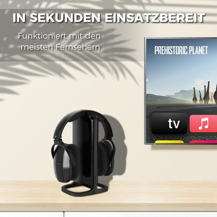 Funkkopfhörer Kabellos für TV – TV Kopfhörer Kabellos mit Ladestation & RF-Sender, Seniorenfreundlic