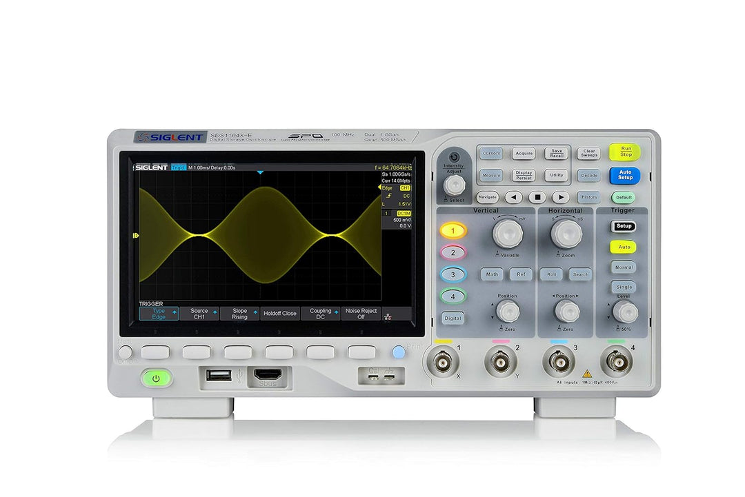 Siglent SDS1104X-E Digitales Oszilloskop, 100 MHz, 4 Kanäle, Standard-Decoder. Single, Single