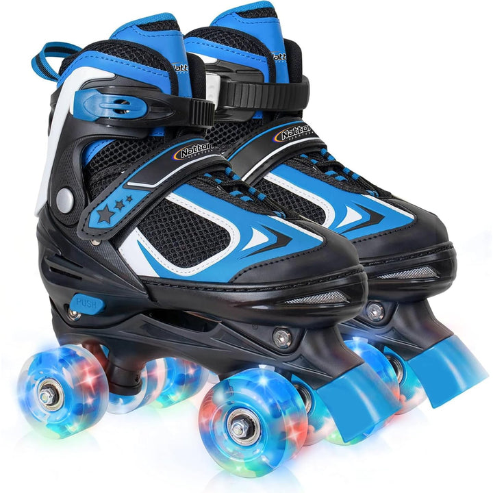 Nattork Kinder Rollschuhe für Jungen Mädchen, 4 Grössen Verstellbare Quad Skates, Roller Skates mit