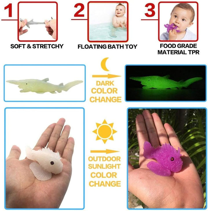 18 Packungen Badespielzeug-Set aus Gummi, Meerestier,weiche schwimmende Badespielzeuge, lebensechter