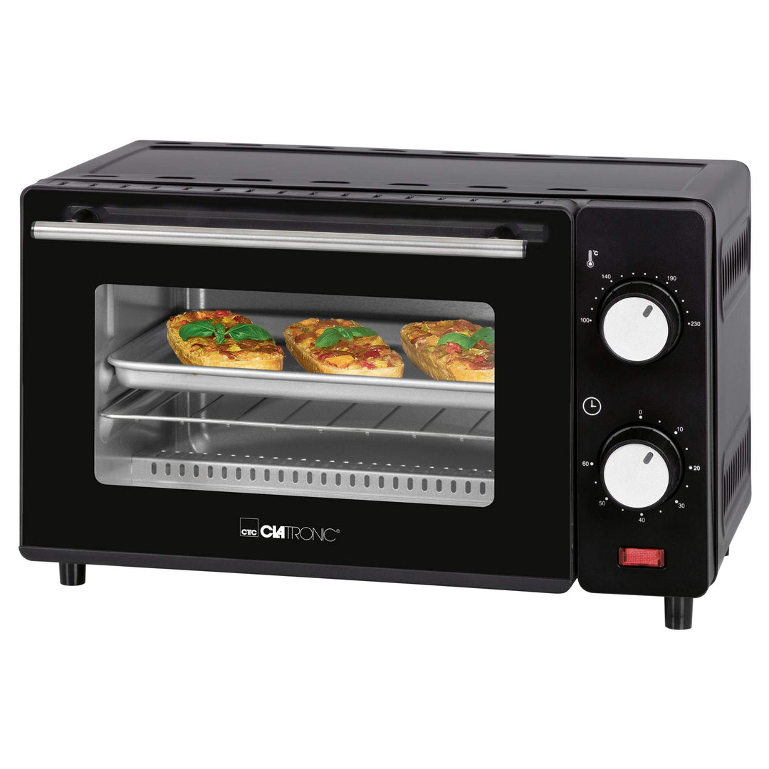 Clatronic MB 3746 Minibackofen, 8 Liter Backraum, Ober- und Unterhitze, 60 Minuten-Timer mit Endsign