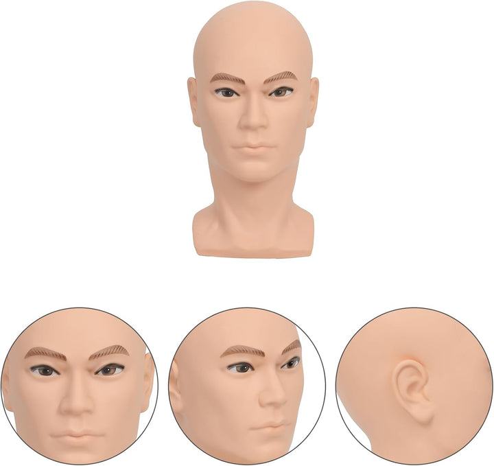 Male Mannequin Head Professional Bald Manikin Head Training Head for Wigs Display Mask Display Hat D