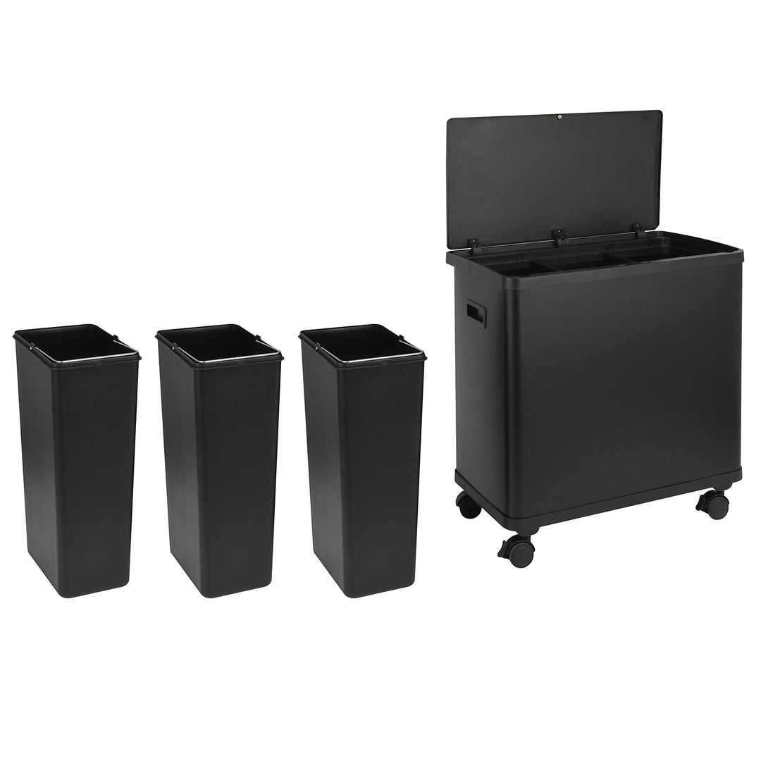 SVITA SR3X18 54L Sensor-Mülleimer 3 Fächer Mülltrennsystem Abfalleimer Stahl Schwarz SR3X18 (54L) Sc