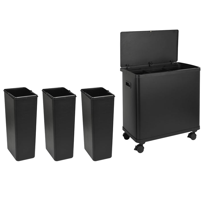 SVITA SR3X18 54L Sensor-Mülleimer 3 Fächer Mülltrennsystem Abfalleimer Stahl Schwarz SR3X18 (54L) Sc