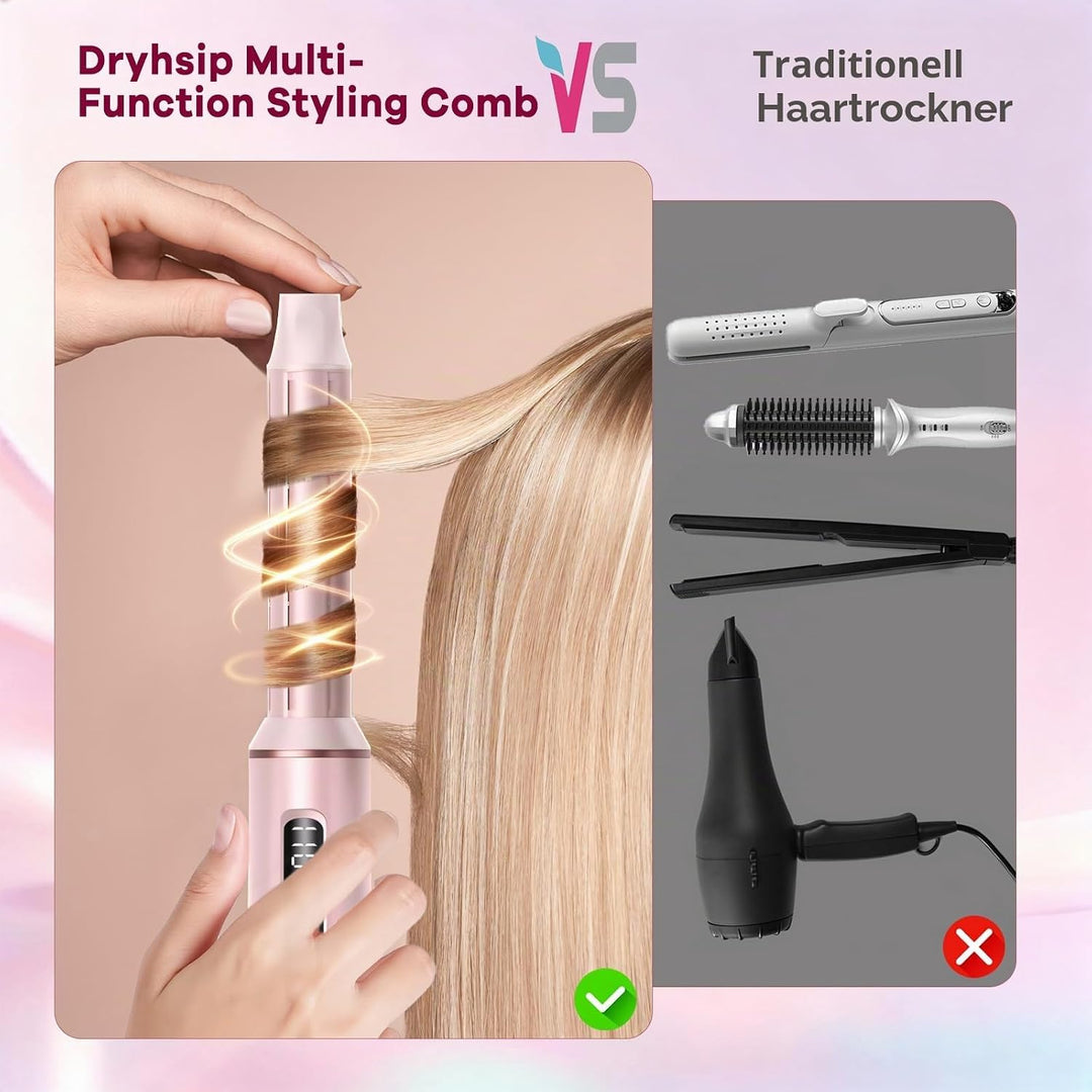 Dryhsip Multistyle 5-in-1 Warmluftbürste,Haartrockner mit abnehmbaren Köpfen &amp; ablesbarem Display (S