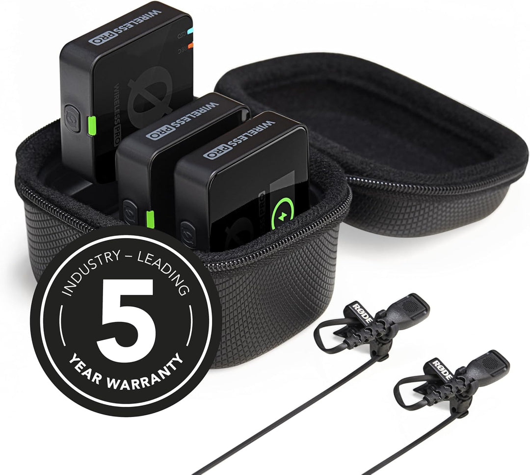 RØDE Wireless PRO Kompakt-Funkstrecken-Set mit Timecode, 32-Bit Float On-Board-Aufnahme, 2 Lavalier-