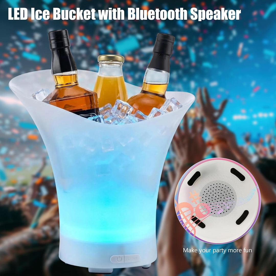 LED Sektkühler 7L, Champagner Kühler mit Bluetooth, Sektkühler mit Automatischem RGB-Farbwechsel, Wa
