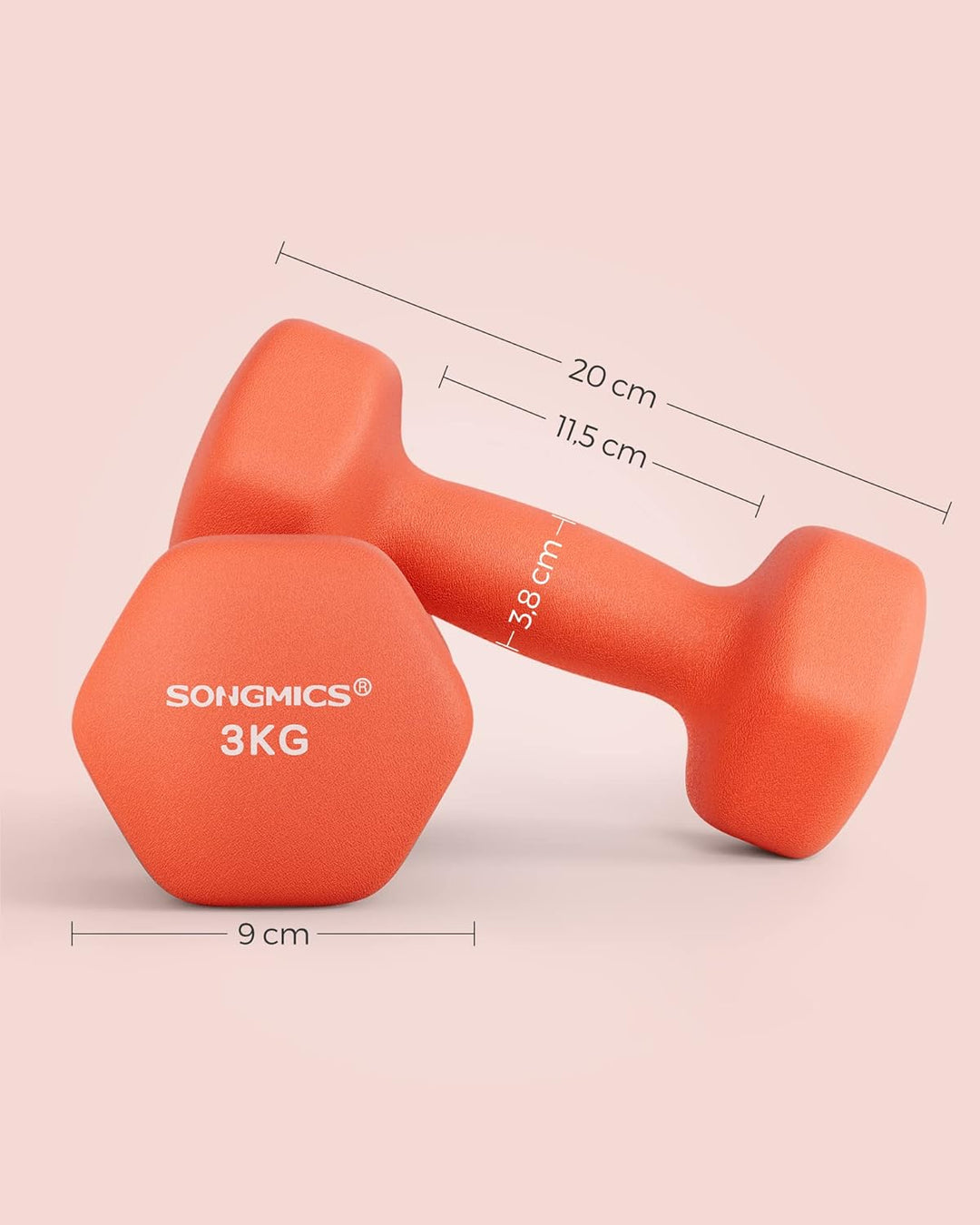 SONGMICS Hanteln, 2er Set, Hantelset, Kurzhanteln, Hexagon, Neopren-Beschichtung, Krafttraining, Wor