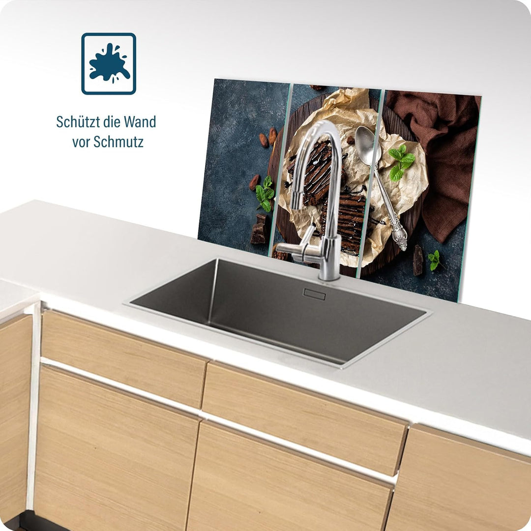 SFArt Herdabdeckplatte – Gehärtetes Glas Schneidebrett & Ceranfeld Abdeckplatte 3 Teilig 30x52 – Hyg