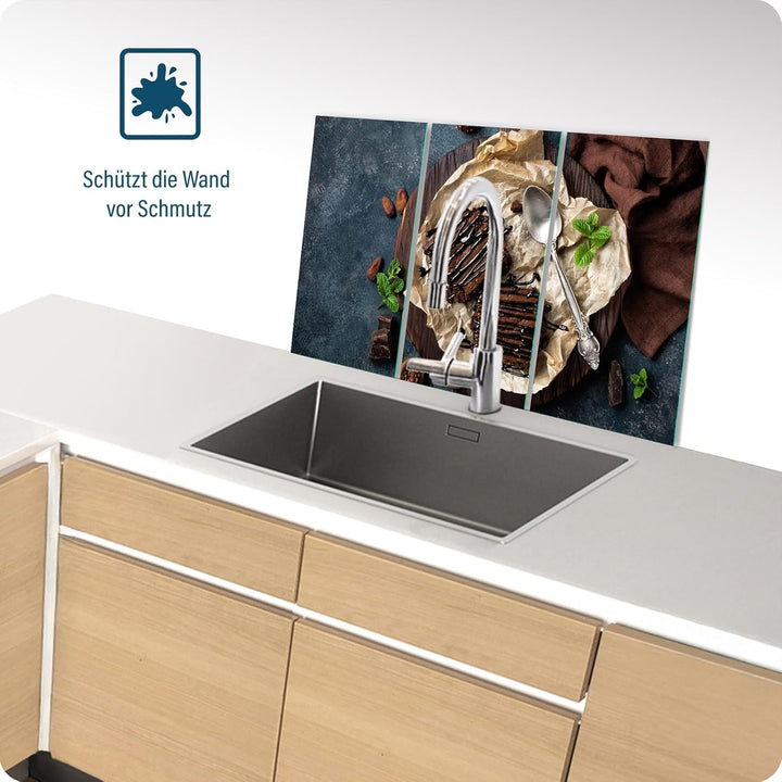 SFArt Herdabdeckplatte – Gehärtetes Glas Schneidebrett & Ceranfeld Abdeckplatte 3 Teilig 30x52 – Hyg