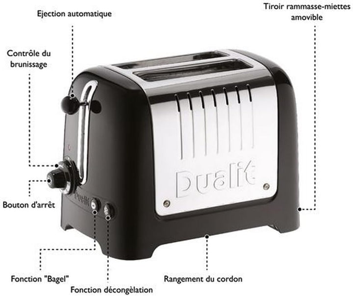 Dualit Lite 2 Scheiben Toaster - 1,1kW Toastet 60 Scheiben Toast Pro Stunde - Poliert mit Rand in Sc