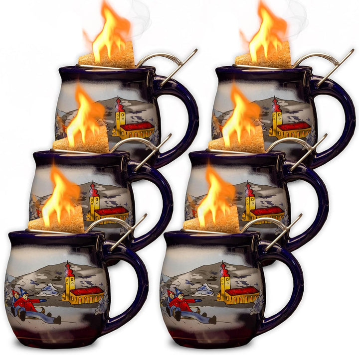 Feuerzangentasse 6er im Karton, Blau/Winter - für Feuerzangenbowle Blau / Winter, Blau / Winter